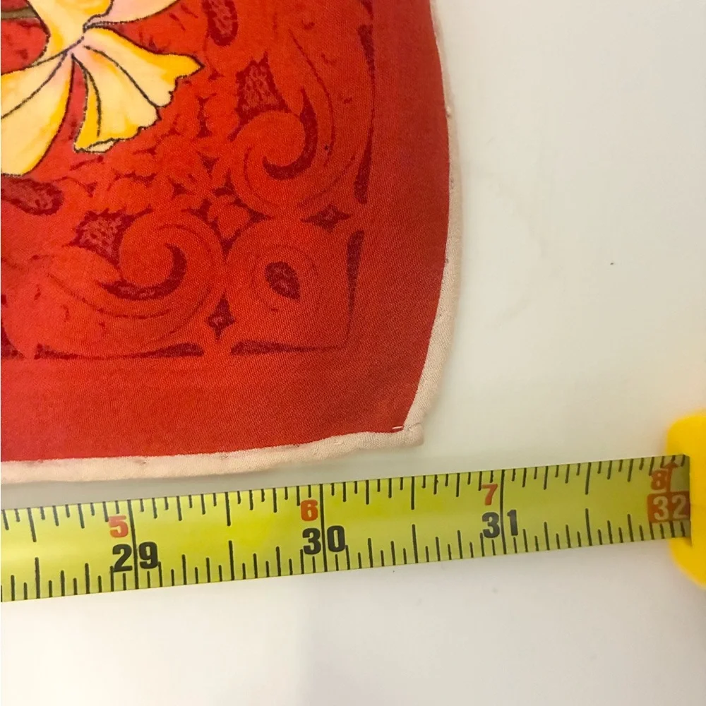 Christian Dior Floral Red and Cream Scarf